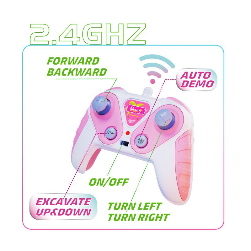 2.4G RC Excavator 6CH Alloy Pink Tracked Remote Control Car For Girls Toys With DIY Stickers