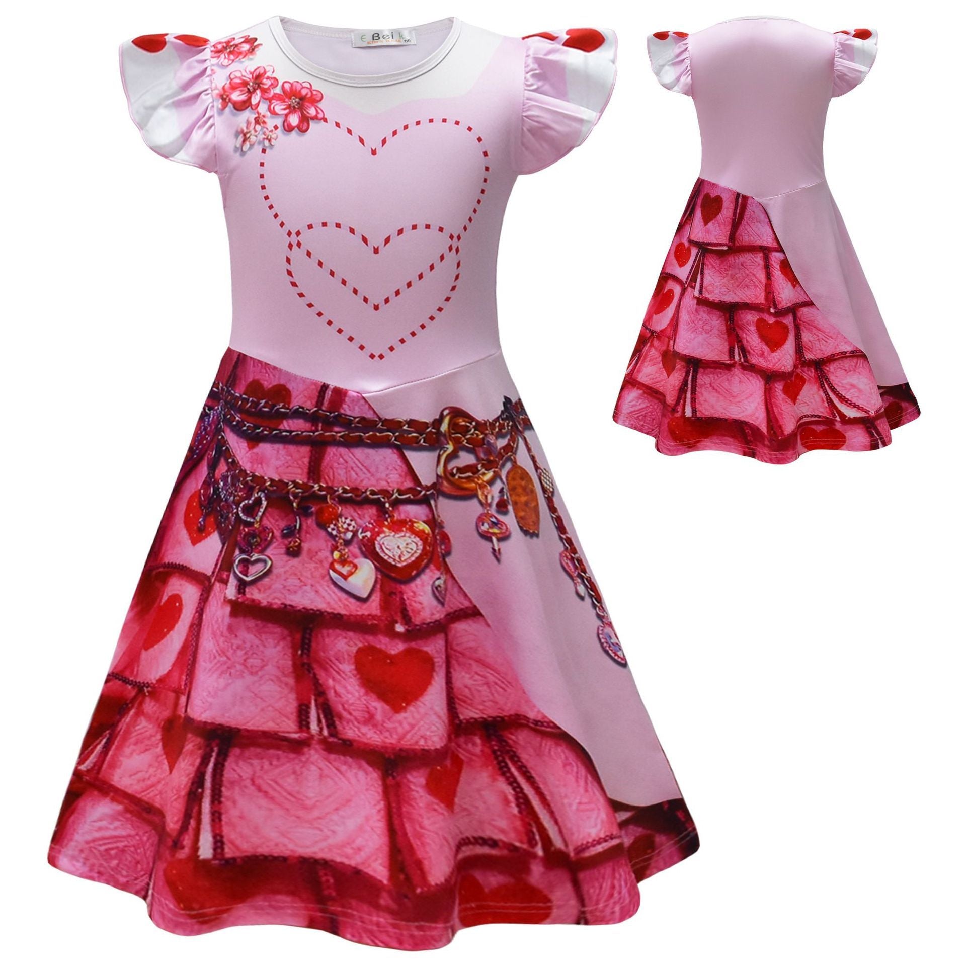 Girls The Rise of Red Pink Dress Princess Bridget Costume The Queen of Hearts Costume