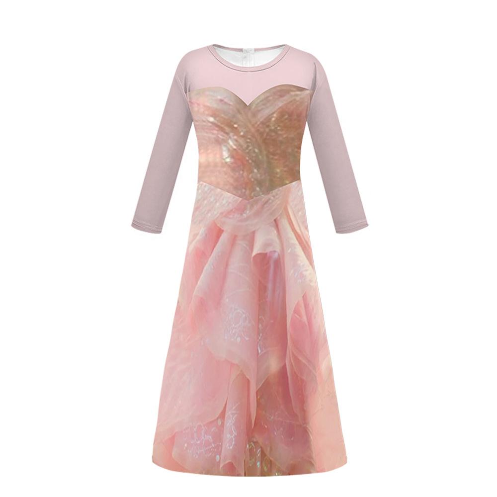 Kids Glinda Dress Pink Glinda Cosplay Costume for Halloween and Pary Dress Up