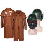 NCR Ranger Cosplay Costume Veteran Ranger Outfit A7 Military Faux Leather Coat and Helmet