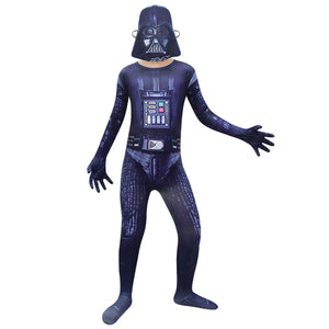 Kids Darth Costume Movie Vader Suit Jumpsuit and Mask for Halloween Party