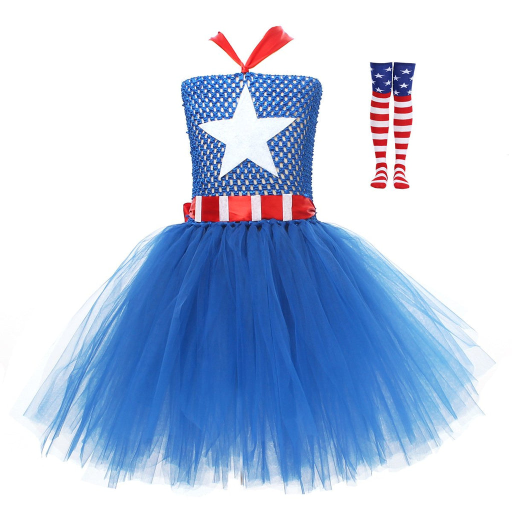 Baby Girl 4th of July Dress American Flag Tutu Dress with Socks for Independence Day Parade