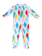 Kids Mardi Gras Outfit Harlequin Costume with Colorful Wig and Nose for Parade Party