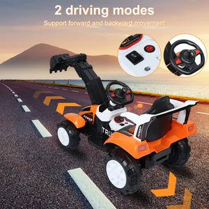 Electric Ride-On Excavator Toy for Kids Battery-Powered Construction Vehicle with Digging Arm, Music, and Lights