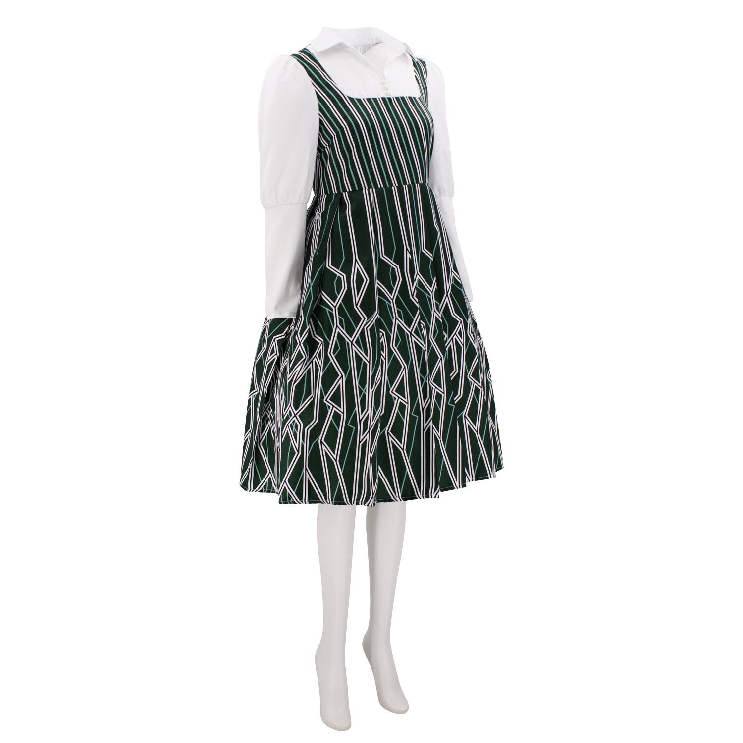 Adult Nessarose Costume East Witch Nessa Green Striped Uniform Cosplay Dress