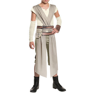 Girls Rey Costume Halloween Rey Cosplay Outfit Jumpsuit Belt and Wrist Band Suit