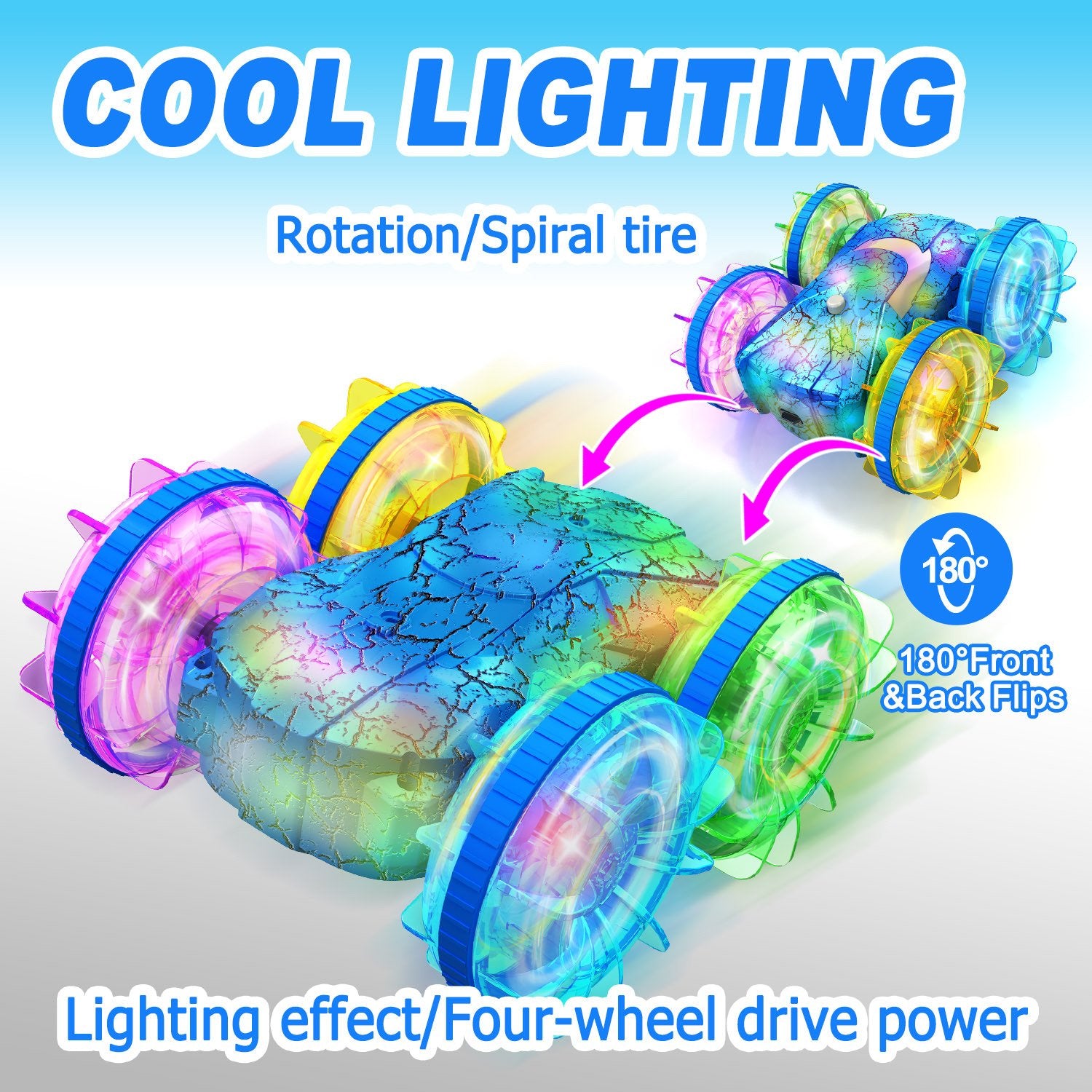 2.4G Amphibious Vehicle Double-Sided Stunt RC Car Colorful Lights