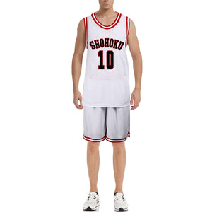 Slam Dunk Jersey Sakuragi Hanamichi #10 Uniform Shohoku Jersey White Basketball Shirt Shorts for Kids Adults