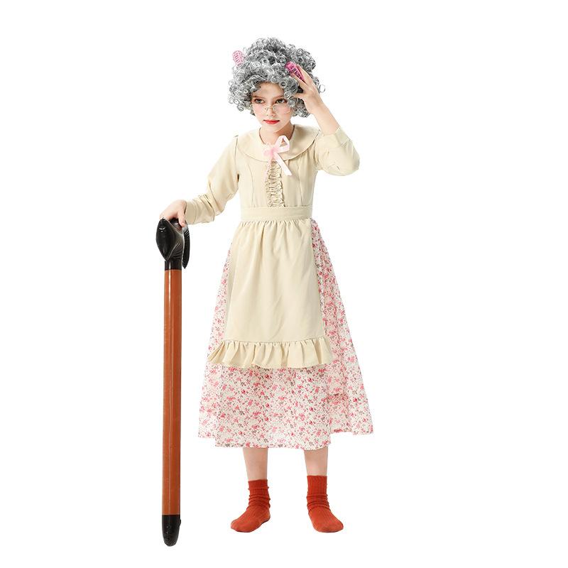 Old Lady Costume for Kids 100 Days of School Grandma Costume Full Set