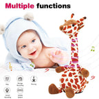 Giraffe Dancing Toys Plush Song Learn To Speak Recording Doll with Colorful Lights