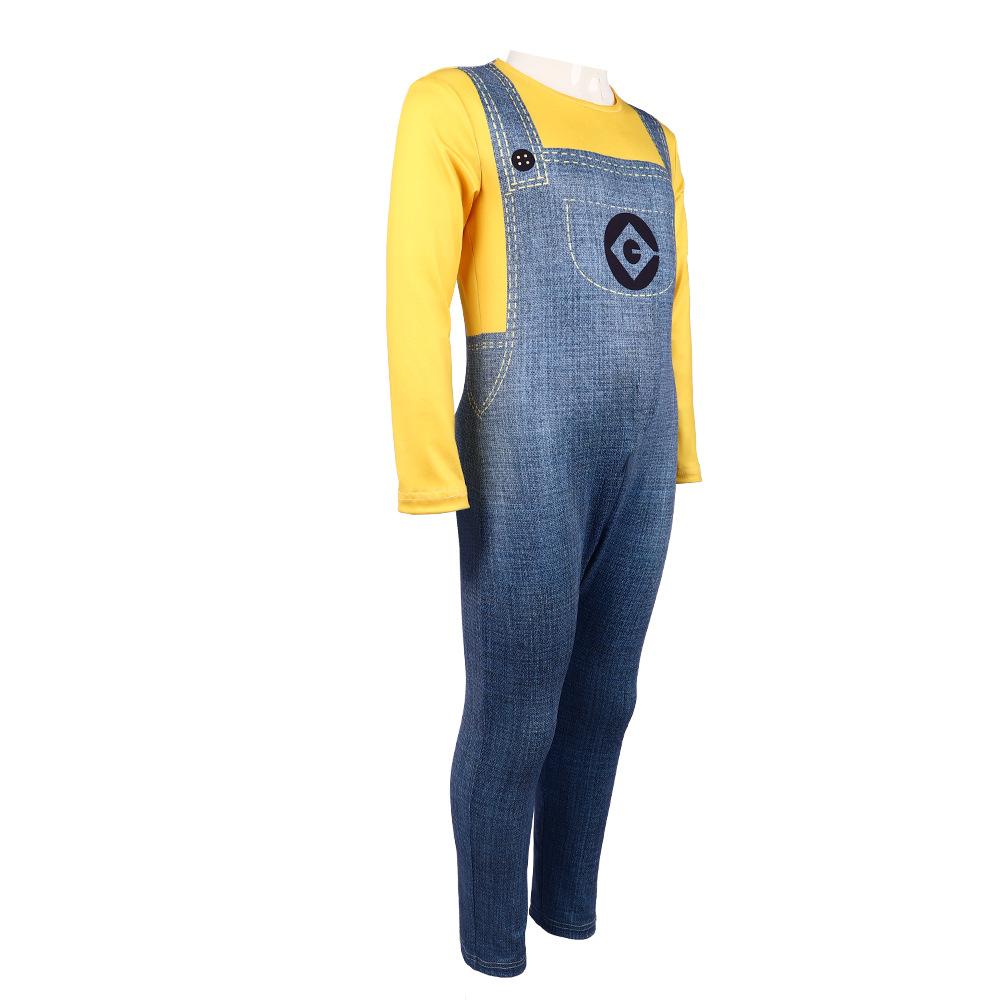 Kids Youth Minion Costume Yellow Jumpsuit and Helmet for Halloween Cosplay