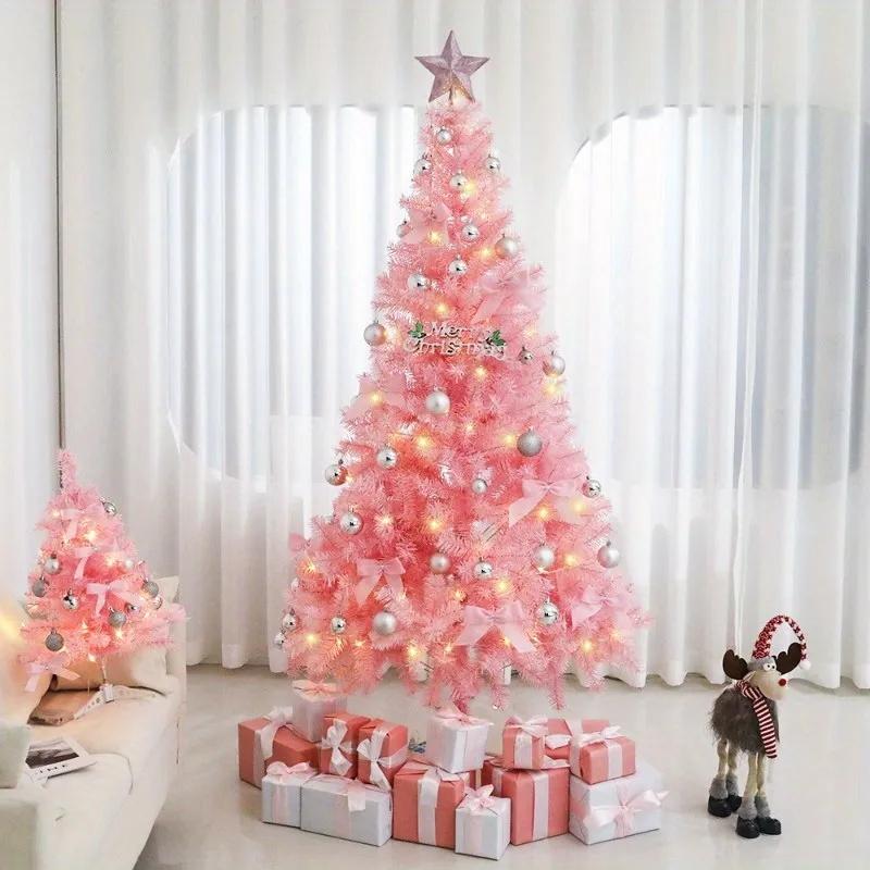 6FT/7FT Lighted Christmas Tree Artificial Pink Balsam Hill Trees Twinkly Christmas Decoration for Indoor and Outdoor