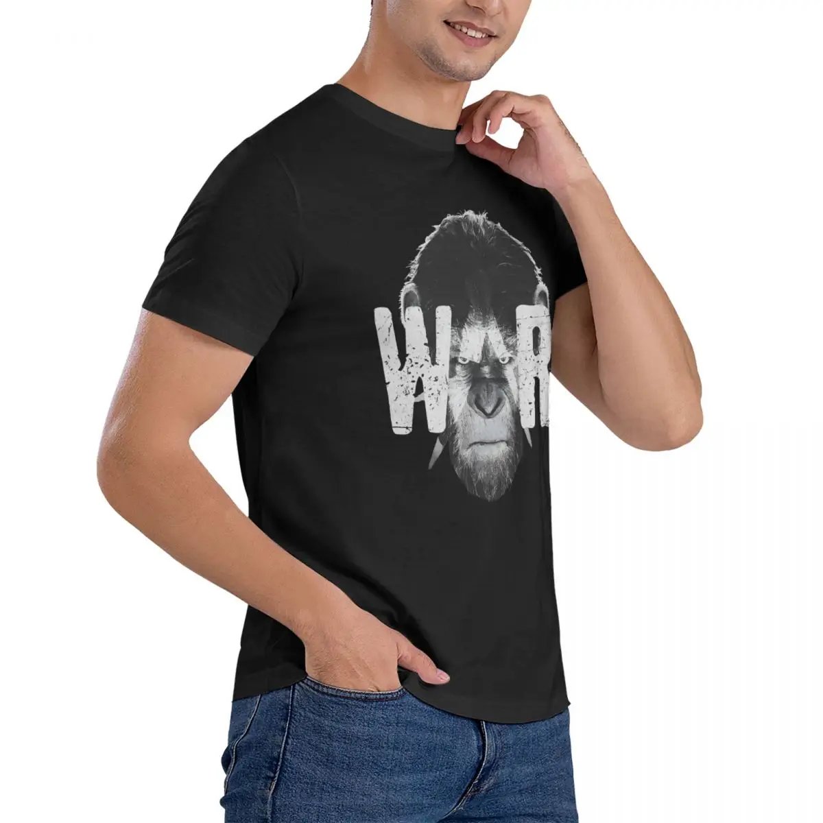 Men Caesar T Shirt Cotton Vintage Short Sleeve Round Collar T-Shirt with Plus Size