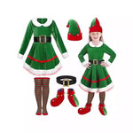 Girls Elf Costume Soft Velvet Xmas Party Outfits Kids Elf Suit