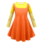 Kids Squid Dress Cute Long Sleeve Dolls Yellow Costume for Dress Up Party