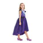 Girls Mal Dress Princess Fancy Party Tulle Dress Wig for Halloween Party