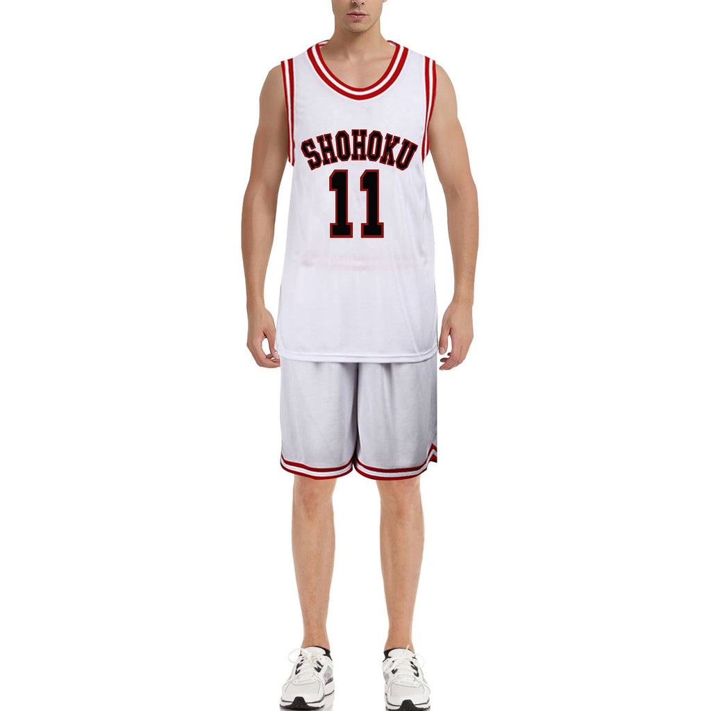 Slam Dunk Jersey Sakuragi Hanamichi #10 Uniform Shohoku Jersey White Basketball Shirt Shorts for Kids Adults