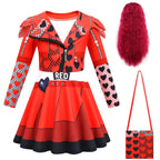 Girls Princess Red Costume Cosplay Dress Bag Gloves Wig and Pants for Halloween Party