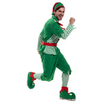 Adult Elf Costume Green Tops Pants Hats and Shoes Christmas Outfit for Xmas Party