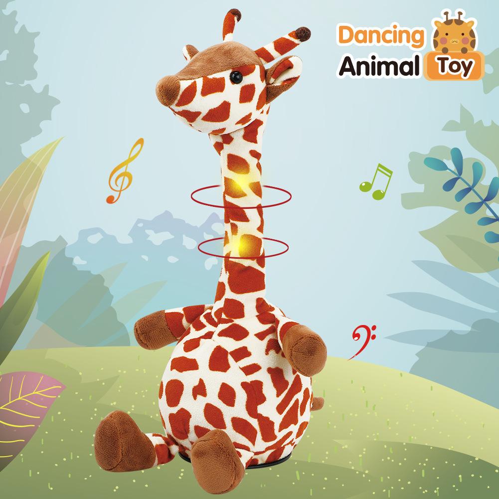 Giraffe Dancing Toys Plush Song Learn To Speak Recording Doll with Colorful Lights