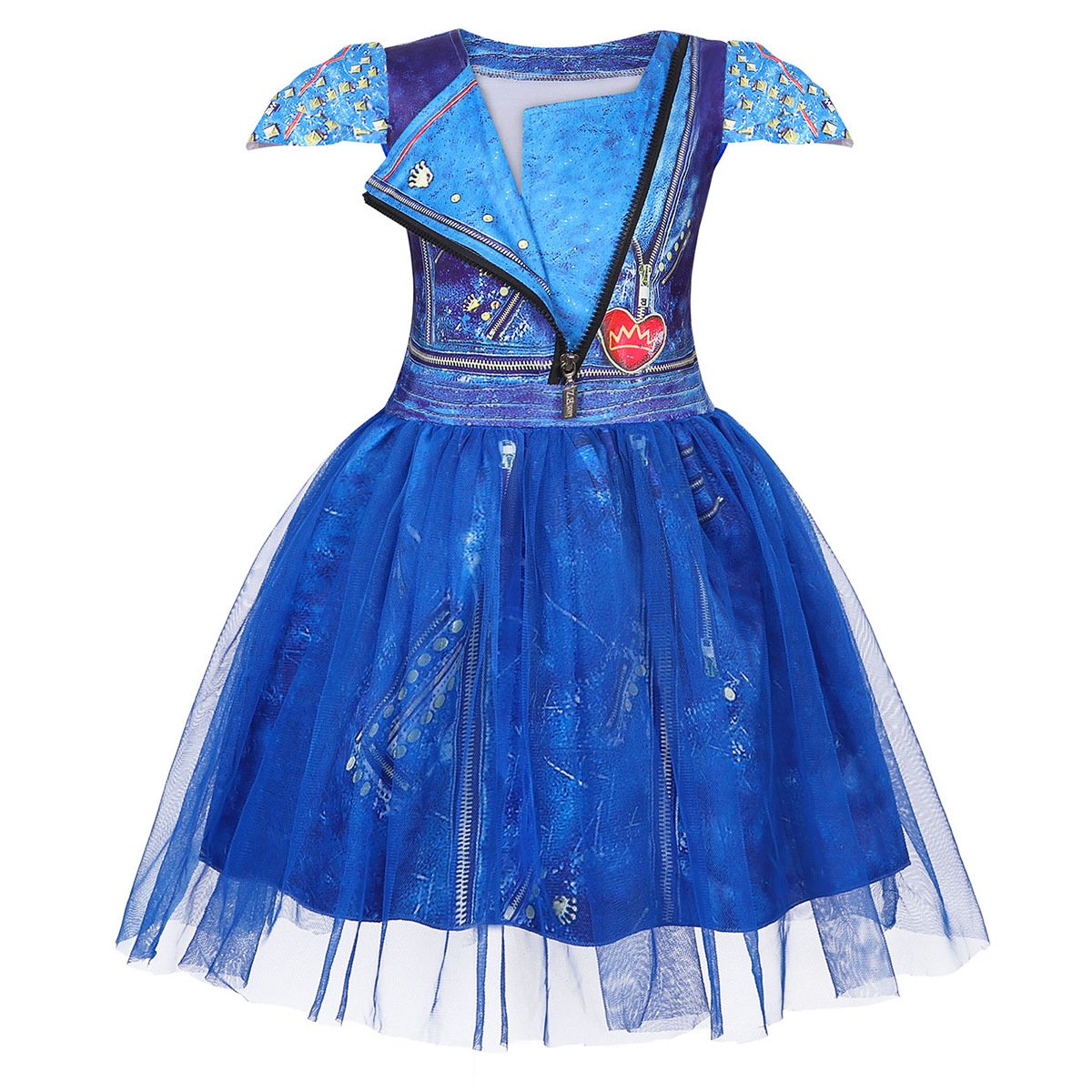 Girls Evie Costume Princess Birthday Party Tulle Dress Cosplay Fancy Outfit