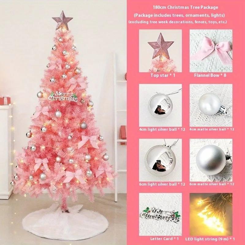 6FT/7FT Lighted Christmas Tree Artificial Pink Balsam Hill Trees Twinkly Christmas Decoration for Indoor and Outdoor