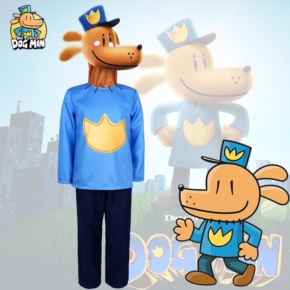 Kids Dog Police Man Costume Super Hero Tops Pants and Helmet for Cosplay