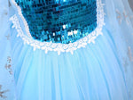 Girls Elsa Dress Summer Blue Snow Queen Birthday Dress Kids Princess Dress Halloween Costumes