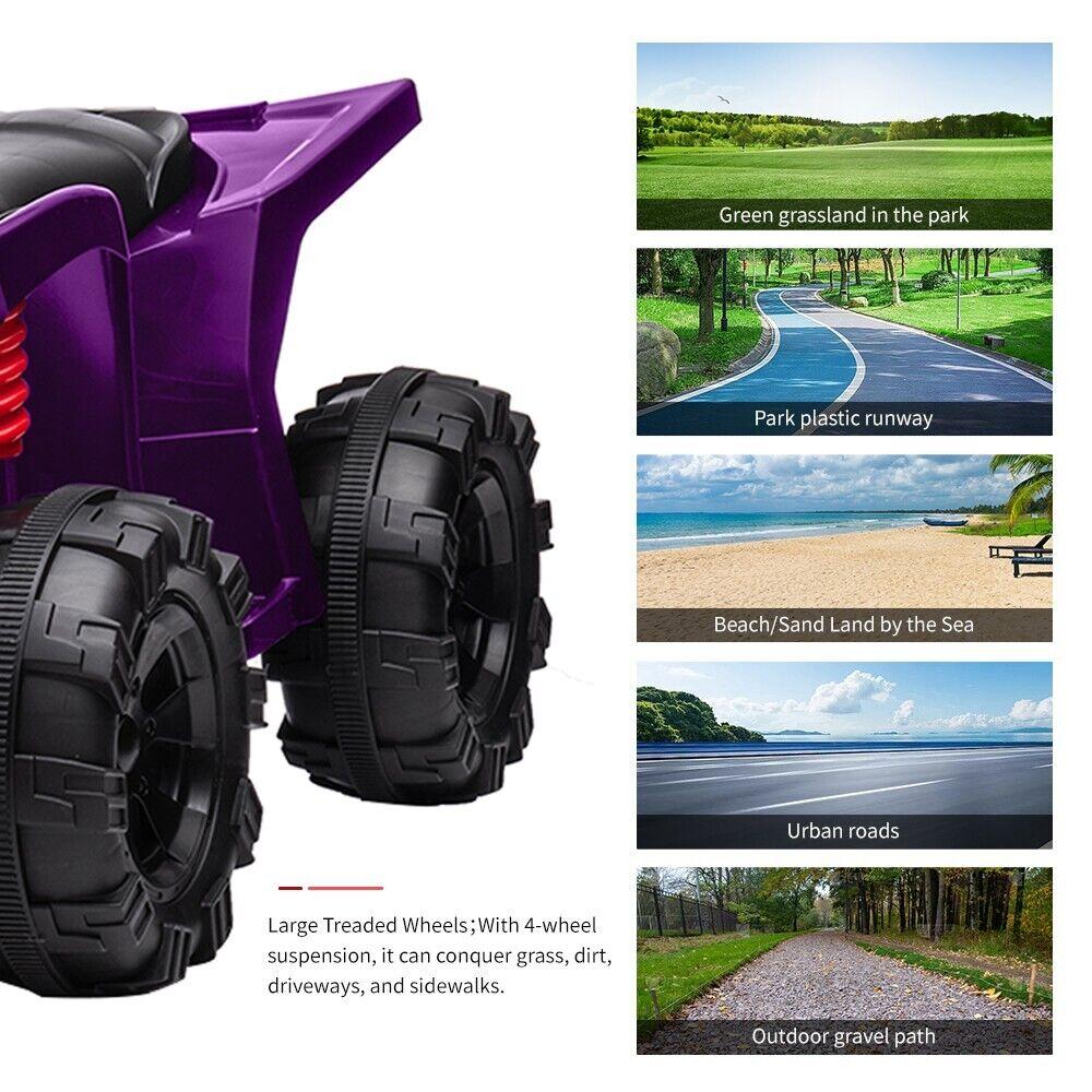 12V Ride On ATV with Low & High Speed Childs Ride-on Car w/ Bluetooth Music and LED Lights Girls Ride-On Toys