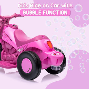 6V Electric Ride-On Bubble Motorcycle for Kids 3-Wheeled Electric Bike with Big Headlight & Music