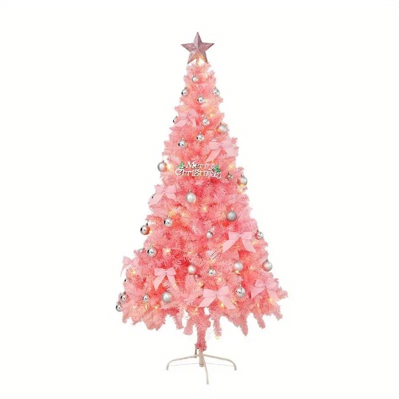 6FT/7FT Lighted Christmas Tree Artificial Pink Balsam Hill Trees Twinkly Christmas Decoration for Indoor and Outdoor