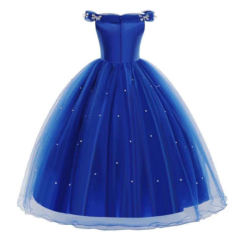 Girls Cinderlla LED Light Up Dress Princess Blue Party Outfit Halloween Cosplay Costume