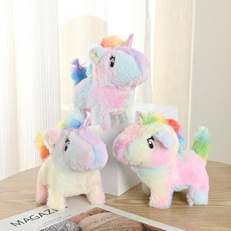 Unicorn Plush Toy Talking Wagging Nodding Educational Doll Electric Animal Interactive Animated Toy for Toddler