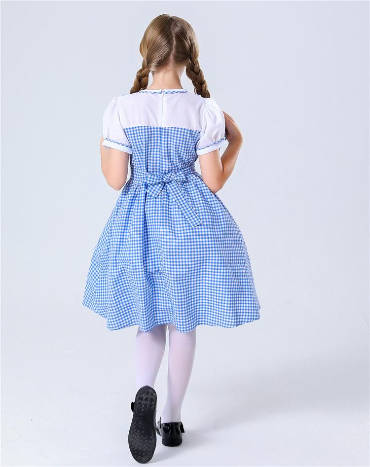 Girls Dorothea Costume Kids Wizard Princess Dorothee Gale Blue Dress for Cosplay