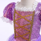 Girls Light Up Princess Dress Pink Puff Sleeve Party Long Dress Ball Gown