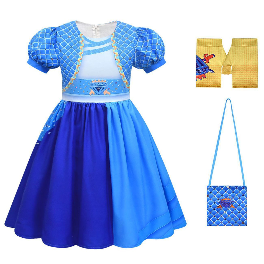 Girls Chloe Charming Costume Blue Dress with Wig Outfit with Accessories for Cosplay