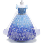 Elsa Costume Princess Dress Girls Light Up Dress Snowflake Trailing Party Dress Birthday Dres