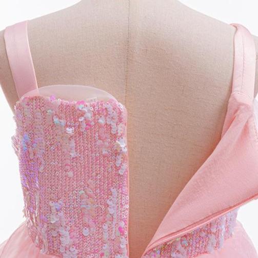 Kids Glinda Dress Pink Glinda Cosplay Costume for Girls 4-12 Years Old