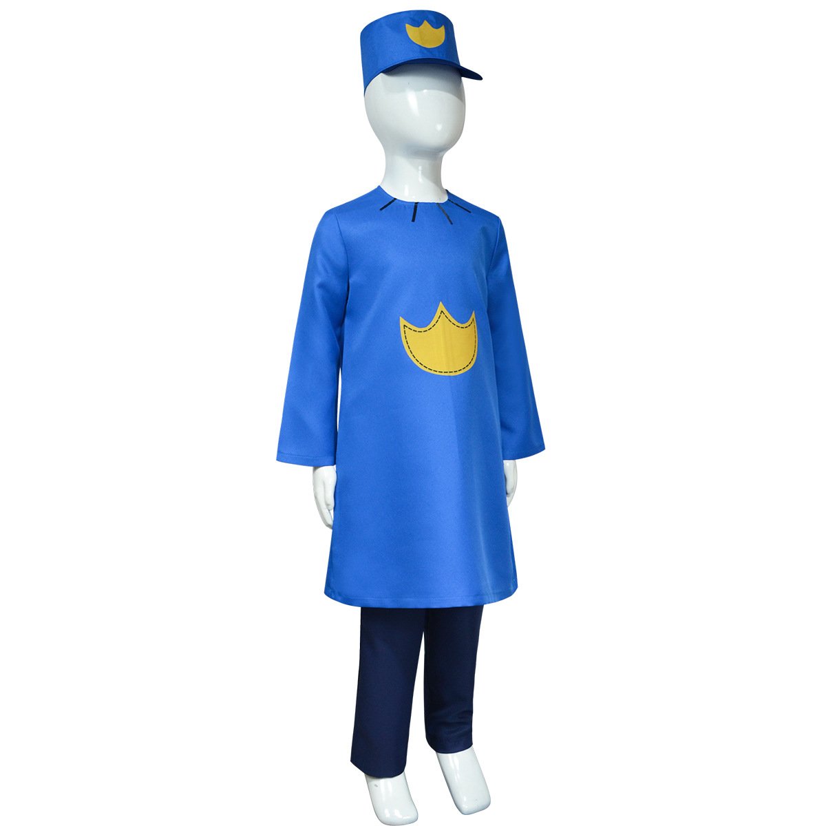 Kids Adults Dog Police Man Costume Blue Tops Pants and Hat for Cosplay