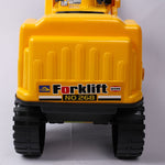 Kids Ride-On Forklift Crane Truck with Construction Helmet – Interactive Digger Toy with Lifting, Sliding & Sound Effects