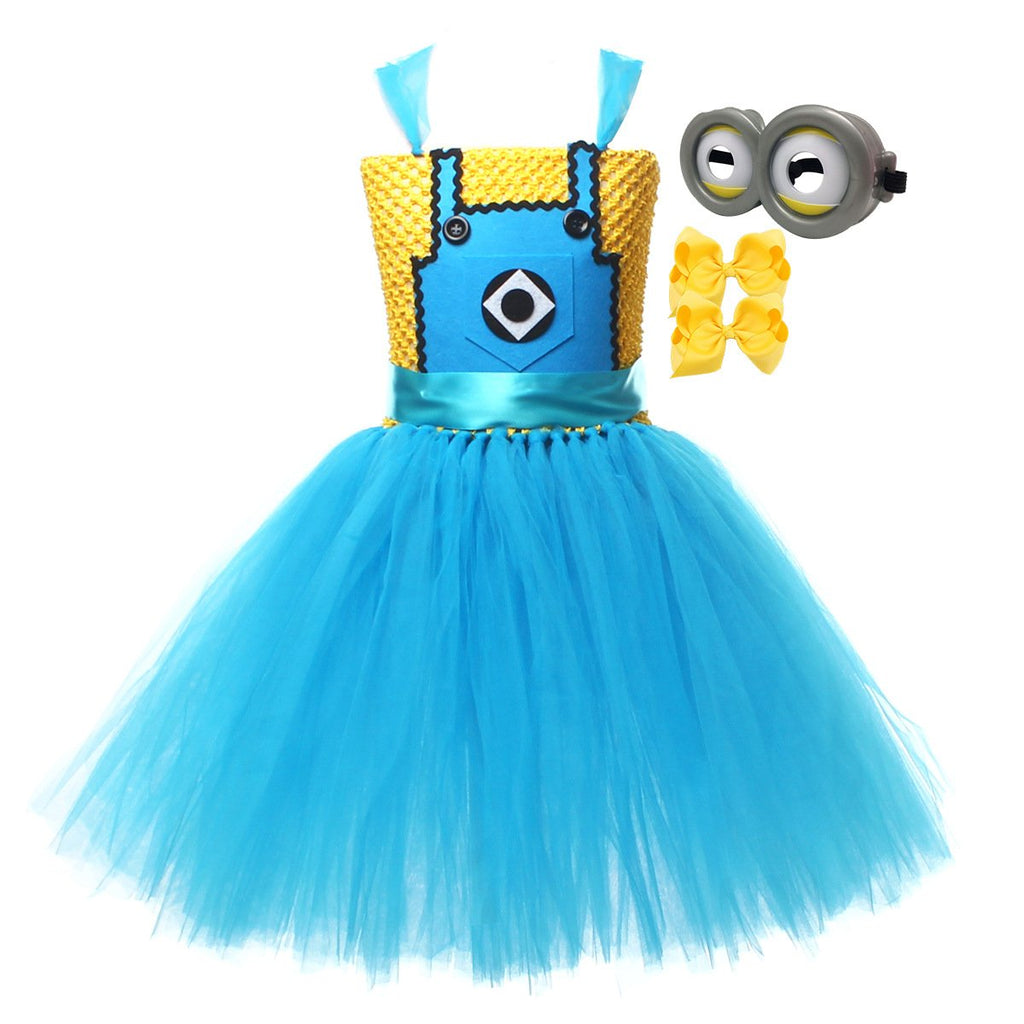 Girls Dress Halloween Cosplay Costume and Goggles Kids Birthday Party Outfit