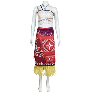 Adult Moana Outfit One Shoulder Tops Skirt and Necklace Full Set for Cosplay