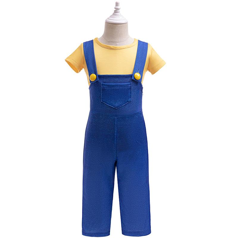 Girls Costumes Outfit Yellow T-Shirt and Blue Overalls