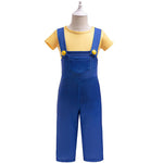 Kids Minion Halloween Costume Agnes Gru Outfit Blue Overalls and T-Shirt for Boys and Girls