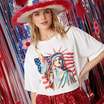 Women American Flag Shirt 4th of July Patriotic Tee USA Star Stripes Tops