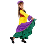 Girls Mardi Gras Outfit Party Dress Mask and Hat 3pcs Suit for Parade