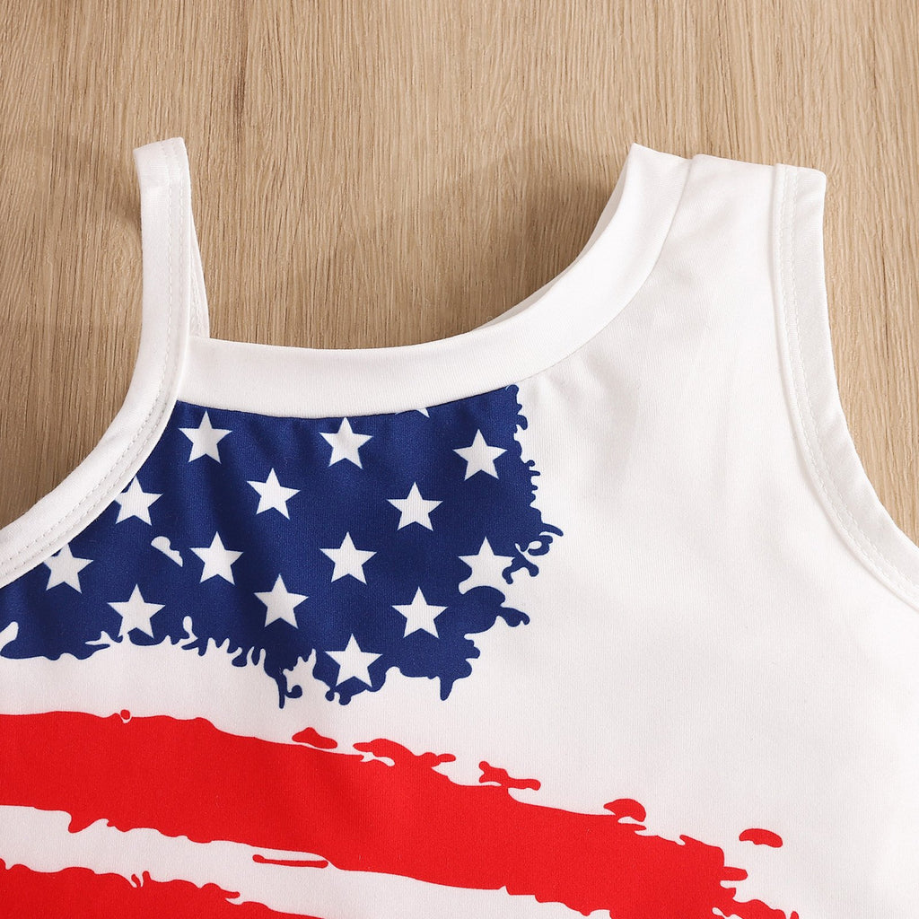 Toddler My First Fourth of July Outfit Baby Girl July 4 Clothes American Flag Tanks and Denim Skirt