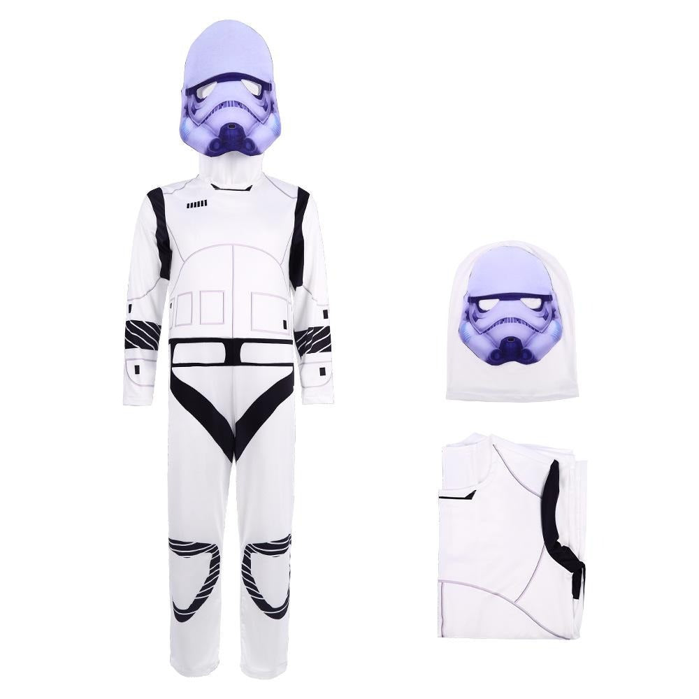 Kids Storm Trooper Costume Imperial Soldiers Jumpsuit Helmet Suit Trooper Bucketheads Outfit