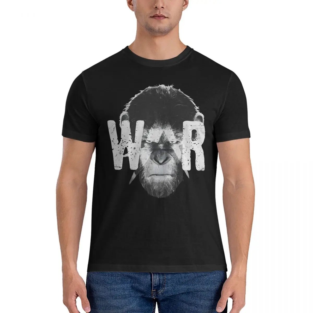 Men Caesar T Shirt Cotton Vintage Short Sleeve Round Collar T-Shirt with Plus Size