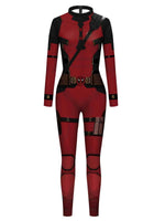 Adults Deady Pool Cosplay Costume Wade Jumpsuit for Halloween Party